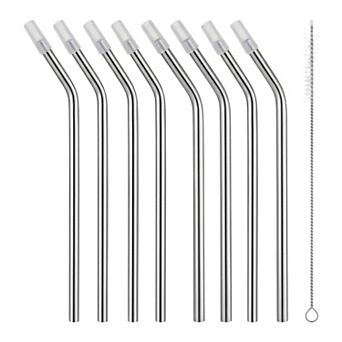 0.3"x11.8" 8 pc Reusable Straws, Stainless Steel Straws with Brush, Drinking Straws