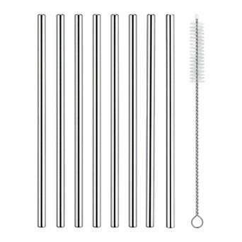 0.3"x11.8" 8 pc Reusable Straws, Stainless Steel Straws with Brush, Drinking Straws