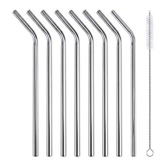 0.4"x11.8" 8 pc Reusable Straws, Stainless Steel Straws with Brush, Long Drinking Straws