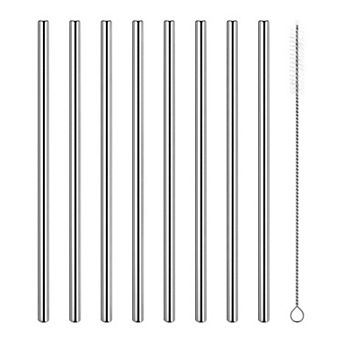 0.4"x11.8" 8 pc Reusable Straws, Stainless Steel Straws with Brush, Long Drinking Straws