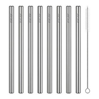 0.5"x10.4" 8 pc Reusable Straws, Stainless Steel Straws with Brush, Long Drinking Straws