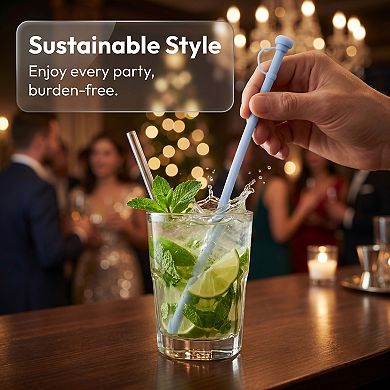 8 Pcs Reusable Silicone Solid Color Straws , Long Drinking Straws for 40 oz Tumbler