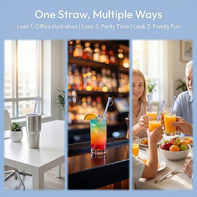 8 Pcs Reusable Silicone Solid Color Straws , Long Drinking Straws for 40 oz Tumbler