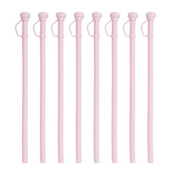 8 pc Reusable Silicone Solid Color Straws , Long Drinking Straws for 40 oz Tumbler