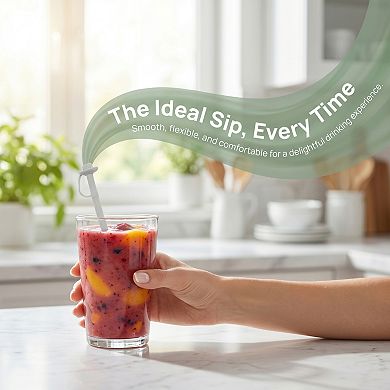 6 Pcs Reusable Silicone Solid Color Straws , Long Drinking Straws for 40 oz Tumbler