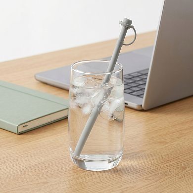 6 Pcs Reusable Silicone Solid Color Straws , Long Drinking Straws for 40 oz Tumbler