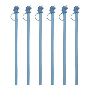 6 pc Reusable Silicone Solid Color Straws , Long Drinking Straws for 40 oz Tumbler
