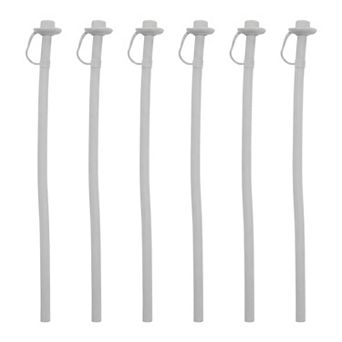 6 pc Reusable Silicone Solid Color Straws , Long Drinking Straws for 40 oz Tumbler