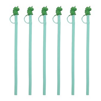 6 pc Reusable Silicone Solid Color Straws , Long Drinking Straws for 40 oz Tumbler