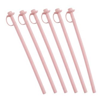 6 pc Reusable Silicone Solid Color Straws , Long Drinking Straws for 40 oz Tumbler
