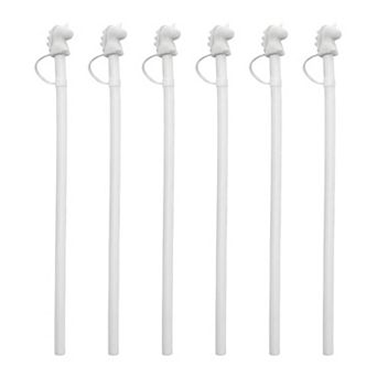 6 pc Reusable Silicone Solid Color Straws , Long Drinking Straws for 40 oz Tumbler