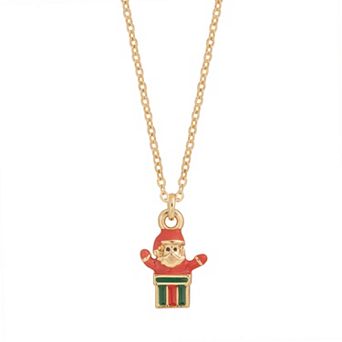 LC Lauren Conrad Gold-Tone Polished Chimney Santa Pendant Necklace