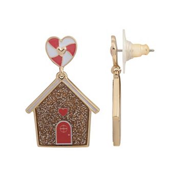 LC Lauren Conrad Gold-Tone Gingerbread House Drop Earrings