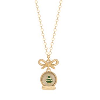 LC Lauren Conrad Gold-Tone Polished Christmas Snow Globe Pendant Necklace