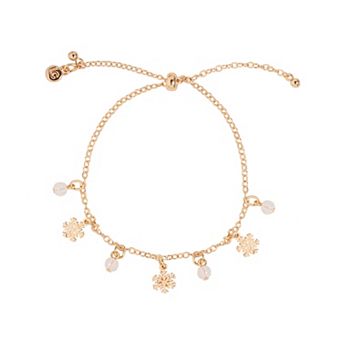 LC Lauren Conrad Gold-Tone Polished Snowflake Pull Tie Bracelet