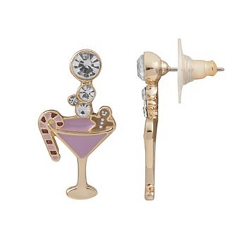 LC Lauren Conrad Gold-Tone Enamel Christmas Cocktail Drop Earrings