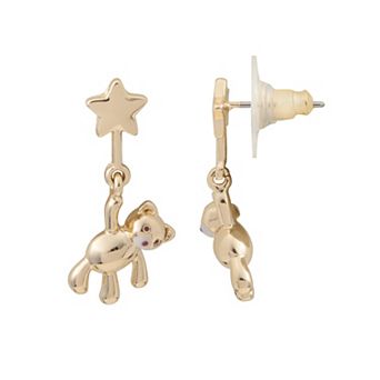 LC Lauren Conrad Gold Tone Wish on a Star Teddy Bear Drop Earrings