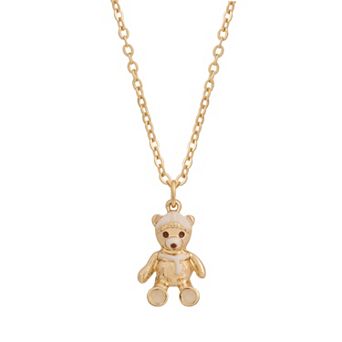 LC Lauren Conrad Gold Tone Polished Teddy Bear Pendant Necklace
