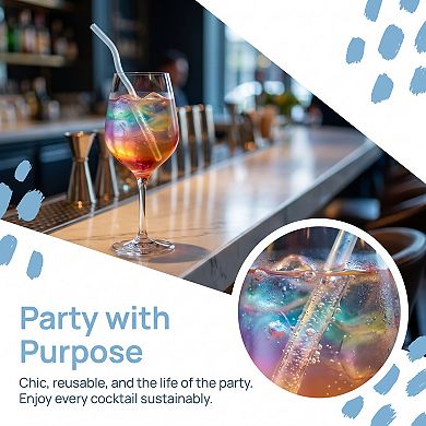 10 Pcs Reusable Straws, Solid Color Glass Material, Long Drinking Straws for 40 oz Tumbler