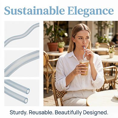 10 Pcs Reusable Straws, Solid Color Glass Material, Long Drinking Straws for 40 oz Tumbler