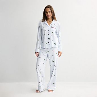 Women's Sonoma Goods For Life® Pajama Flannel Shirt & Pajama Pants Set