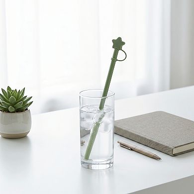 6 Pcs Reusable Straws with Lid, Solid Color Silicone Straws, Drinking Straws for 40 oz Tumbler