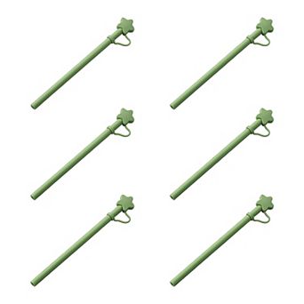 6 pc Reusable Straws with Lid, Solid Color Silicone Straws, Drinking Straws for 40 oz Tumbler