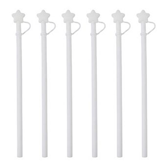 6 pc Reusable Straws with Lid, Solid Color Silicone Straws, Drinking Straws for 40 oz Tumbler