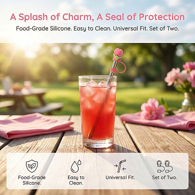 2 Pcs Silicone Straw Caps, Reusable Dust-Proof Straw Toppers Suitable for 30oz and 40oz Tumblers