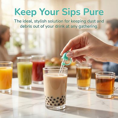 2 Pcs Solid Silicone Straw Caps for 10mm Tumblers, Reusable Dust-Proof Straw Toppers