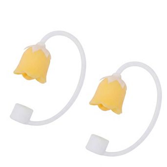 2 pc Solid Silicone Straw Caps for 10mm Tumblers, Reusable Dust-Proof Straw Toppers