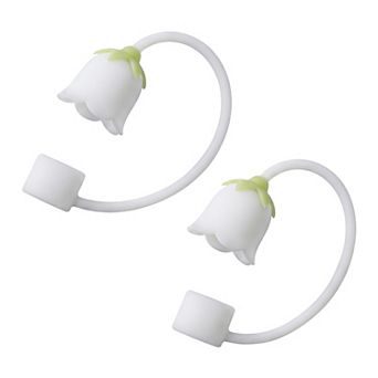 2 pc Solid Silicone Straw Caps for 10mm Tumblers, Reusable Dust-Proof Straw Toppers