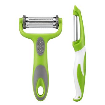 2 pc Plastic Vegetable Peeler with Protective Cover, Durable Apple Peeler with Ergonomic Handle