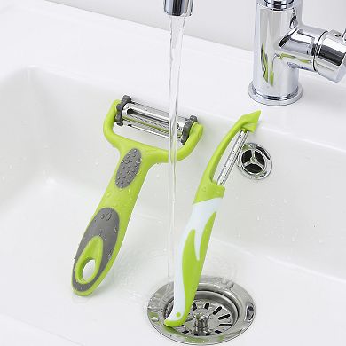 2Pcs Plastic Vegetable Peeler with Protective Cover, Durable Apple Peeler with Ergonomic Handle