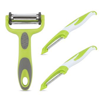 3 pc Plastic Vegetable Peeler with Protective Cover, Durable Apple Peeler with Ergonomic Handle