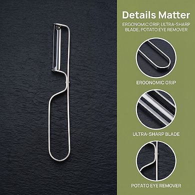 6.1"x0.9" Stainless Steel Vegetable Peeler, Durable Potato Peeler with Ergonomic Handle for Kitchen