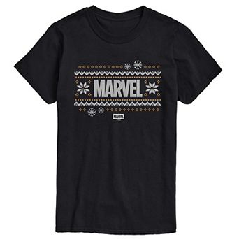 Big & Tall Marvel Fair Isle Holiday Sweater Graphic T-Shirt