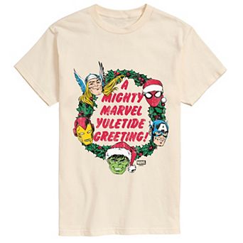 Big & Tall Marvel A Mighty Marvel Yuletide Greeting Short Sleeve Graphic T-Shirt