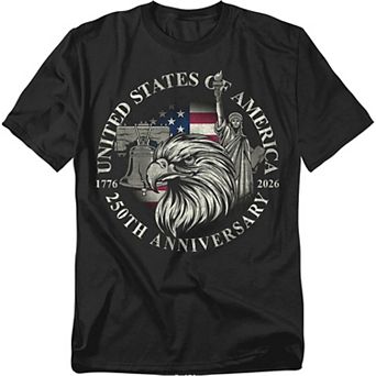 Big & Tall USA 250th Eagle Statue Liberty Bell Graphic Tee