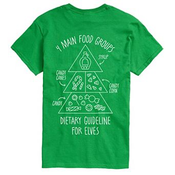 Big & Tall Elf 4 Main Food Groups Dietary Guideline Short Sleeve Graphic T-Shirt