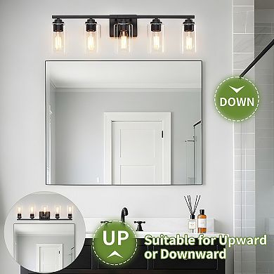 31.2 in. 5-Light Modern Vanity Light with Clear Glass Shades