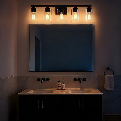 31.2 in. 5-Light Modern Vanity Light with Clear Glass Shades