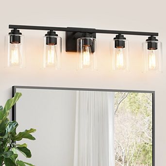 31.2 in 5-Light Modern Vanity Light with Clear Glass Shades