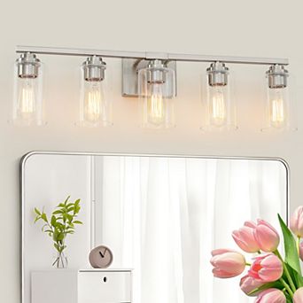 31.2 in 5-Light Modern Vanity Light with Clear Glass Shades