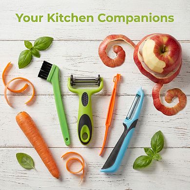 4Pcs Plastic Vegetable Peeler Set, Durable Potato and Orange Peeler with Ergonomic Handle