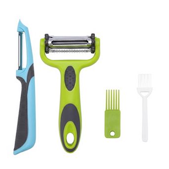 4 pc Plastic Vegetable Peeler Set, Durable Potato and Orange Peeler with Ergonomic Handle