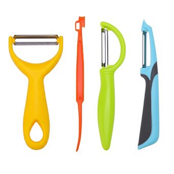 4 pc Plastic Vegetable Peeler Set, Durable Potato and Orange Peeler with Ergonomic Handle