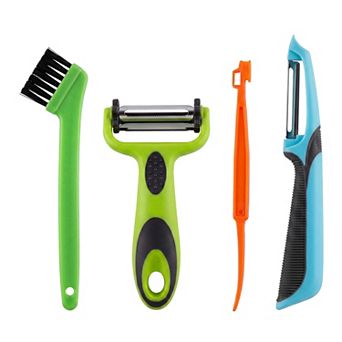 4 pc Plastic Vegetable Peeler Set, Durable Potato and Orange Peeler with Ergonomic Handle