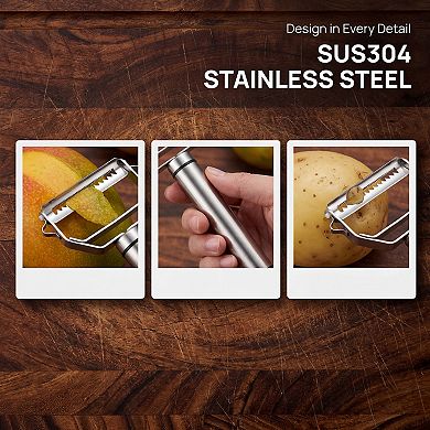 6.8"x3.3" Stainless Steel 3 in 1 Vegetable Peeler, Durable Potato Peeler with Ergonomic Handle