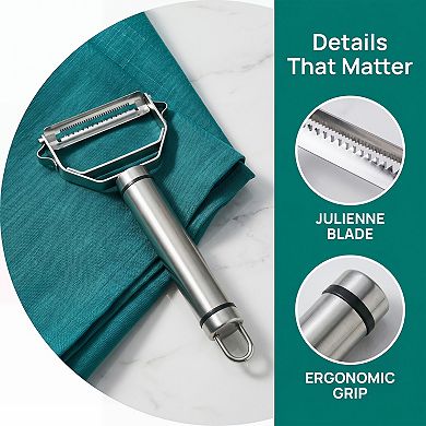 6.8"x3.3" Stainless Steel 3 in 1 Vegetable Peeler, Durable Potato Peeler with Ergonomic Handle